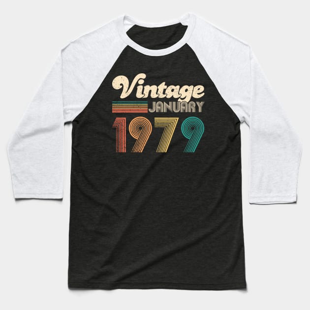 40th Birthday Gift - Vintage January 1979 Classic Women Men Baseball T-Shirt by CheesyB